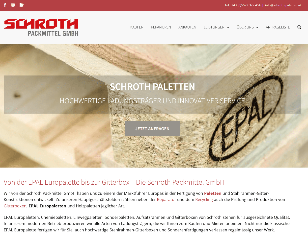 Schroth Paletten - neuer Internetauftritt